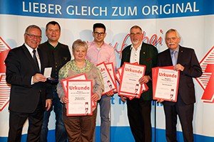 v.l. Staatssekr. J. Hintersberger, J. und F. Kehrstephan, S. Emmert, K. Ammon, G. Krugmann